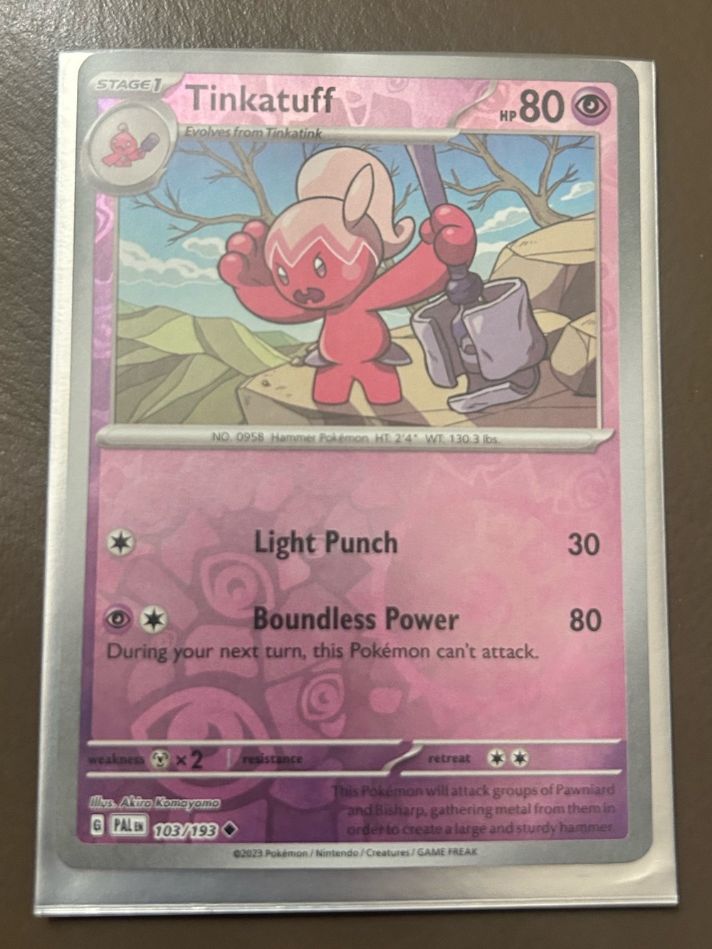 POKÉMON Tinkatuff (103/193) RARE HOLO-2023yr/in a International Sleeve